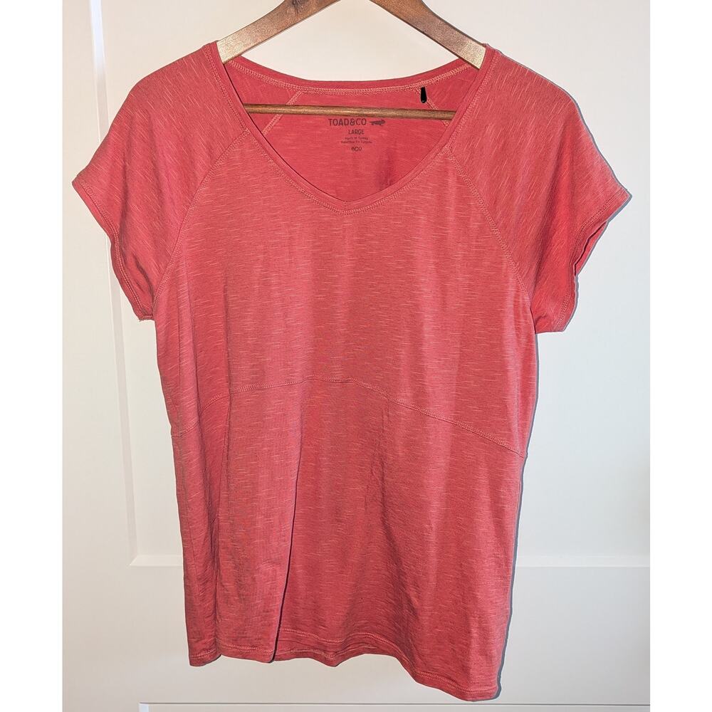 Toad & Co Women’s Marley Tee Organic Cotton Blend V‑Neck Orange Size Large - Picture 2 of 5